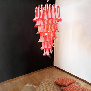 Glass Red Petals Spiral Chandelier