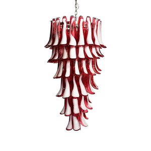 Glass Red Petals Spiral Chandelier