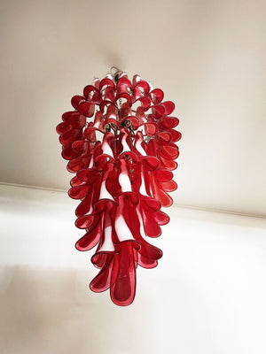 Glass Red Petals Spiral Chandelier
