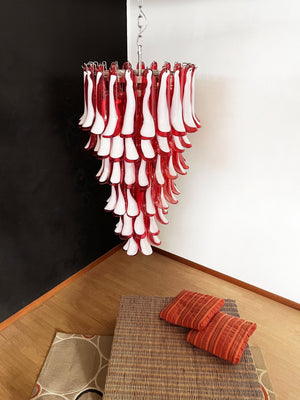 Glass Red Petals Spiral Chandelier