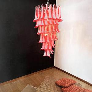 Glass Red Petals Spiral Chandelier