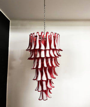 Glass Red Petals Spiral Chandelier