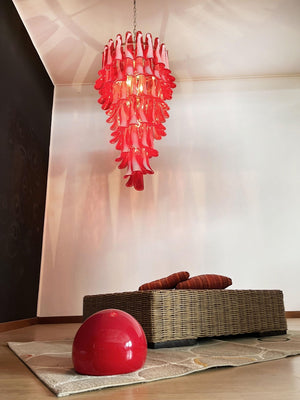 Glass Red Petals Spiral Chandelier