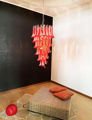 Glass Red Petals Spiral Chandelier
