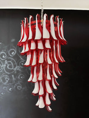 Glass Red Petals Spiral Chandelier