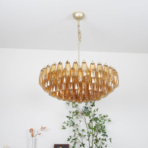 Rhombus Amber Glass Chandelier