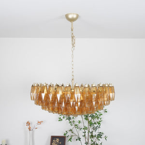 Rhombus Amber Glass Chandelier
