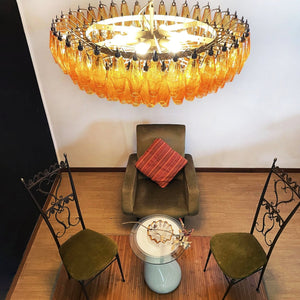 Rhombus Amber Glass Chandelier