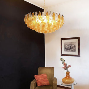 Rhombus Amber Glass Chandelier
