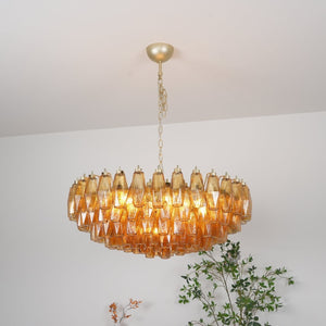 Rhombus Amber Glass Chandelier
