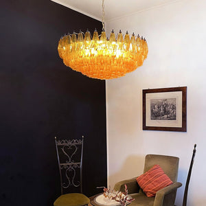 Rhombus Amber Glass Chandelier