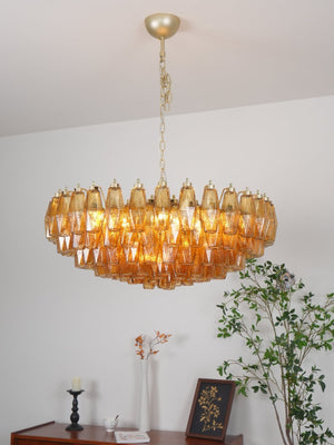 Rhombus Amber Glass Chandelier