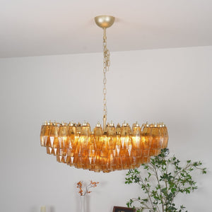 Rhombus Amber Glass Chandelier