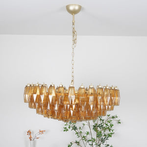 Rhombus Amber Glass Chandelier