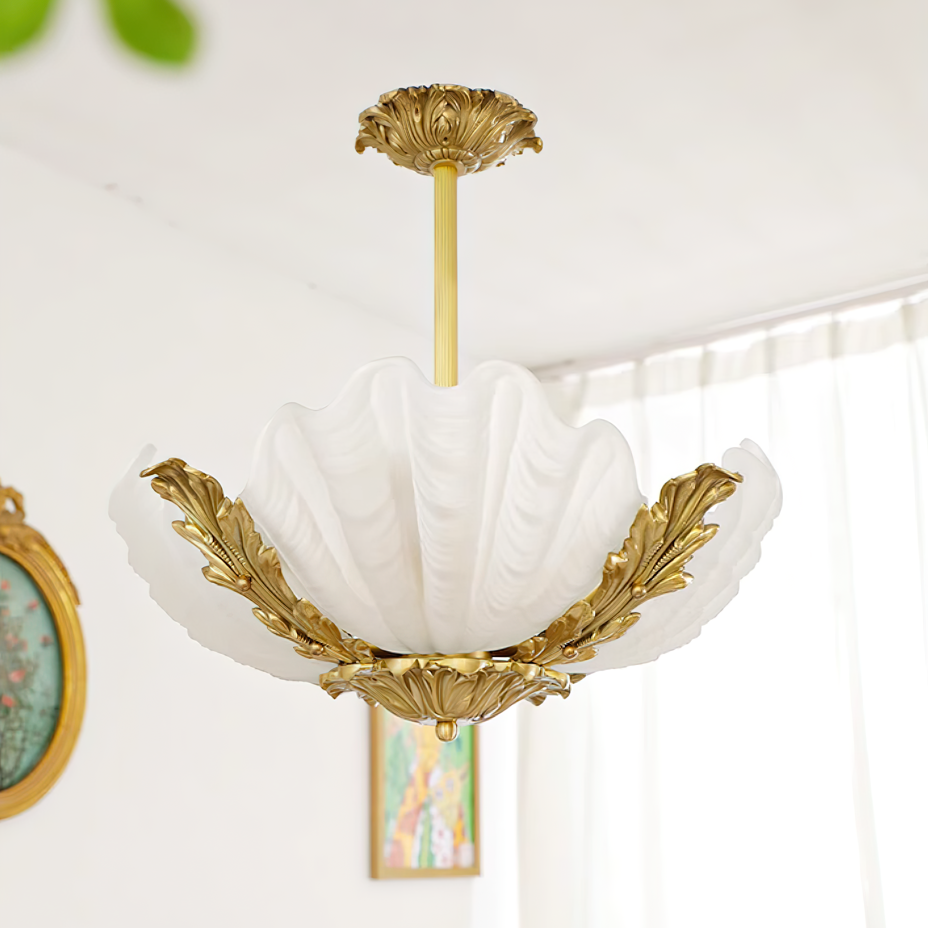 Lámpara colgante concha de Murano 18,8″- 16,5″