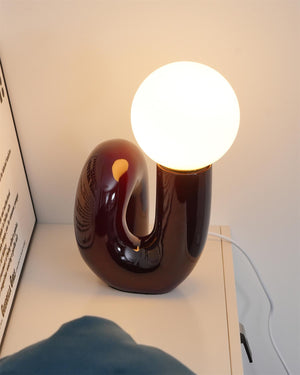 مصباح طاولة زجاجي على شكل N 10.2"- 15.8"