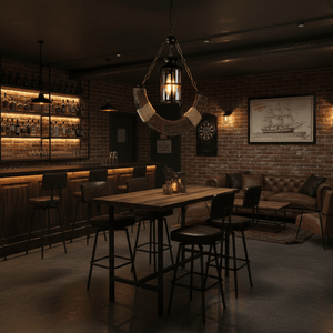 Nautical Industrial Style Wooden Chandelier