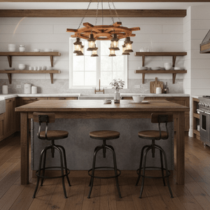 Nautical Industrial Style Wooden Chandelier