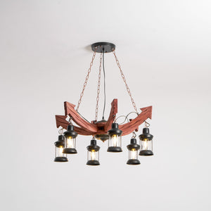 Nautical Industrial Style Wooden Chandelier