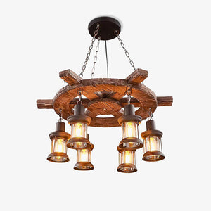 Nautical Industrial Style Wooden Chandelier