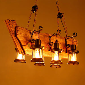 Nautical Industrial Style Wooden Chandelier