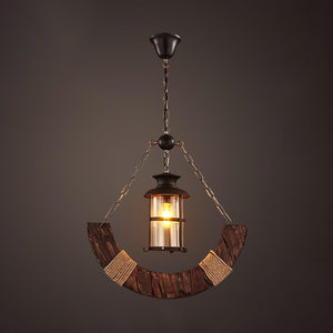 Nautical Industrial Style Wooden Chandelier