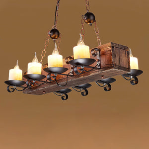 Nautical Industrial Style Wooden Chandelier