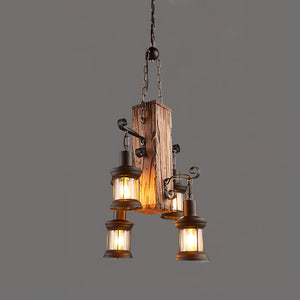 Nautical Industrial Style Wooden Chandelier