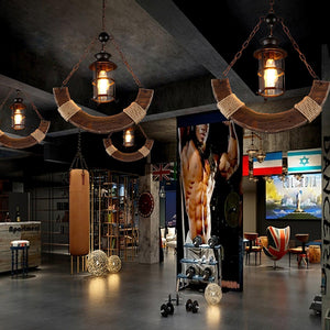 Nautical Industrial Style Wooden Chandelier