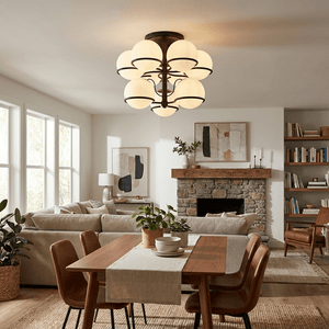 Opal Glass Globe Semiflush Chandelier