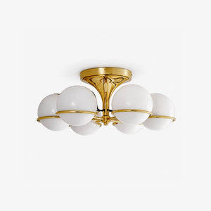Opal Glass Globe Semiflush Chandelier