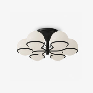 Opal Glass Globe Semiflush Chandelier