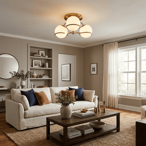 Opal Glass Globe Semiflush Chandelier