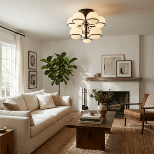 Opal Glass Globe Semiflush Chandelier
