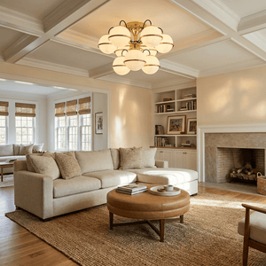 Opal Glass Globe Semiflush Chandelier