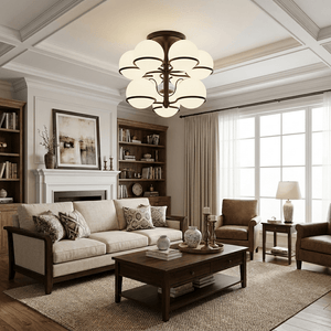 Opal Glass Globe Semiflush Chandelier