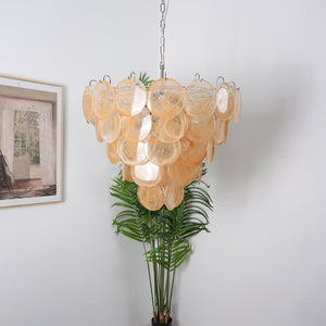 Orange Glass Disc Chandelier