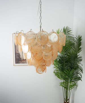 Orange Glass Disc Chandelier