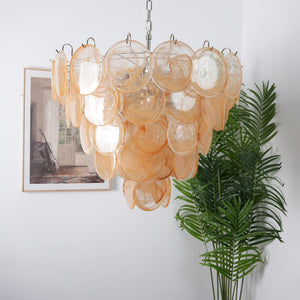 Orange Glass Disc Chandelier