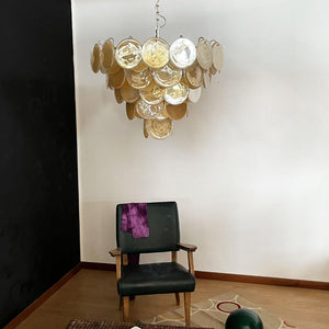 Orange Glass Disc Chandelier