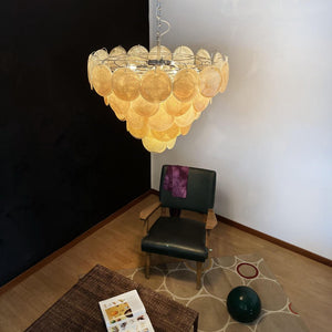Orange Glass Disc Chandelier