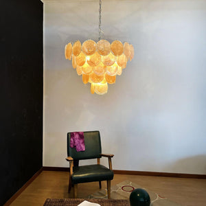 Orange Glass Disc Chandelier