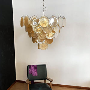 Orange Glass Disc Chandelier