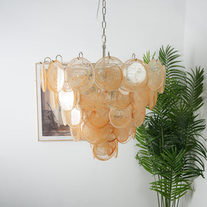 Orange Glass Disc Chandelier