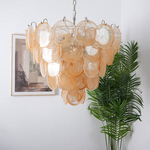 Orange Glass Disc Chandelier