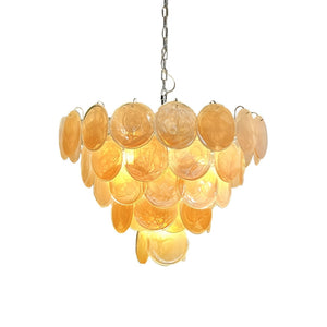 Orange Glass Disc Chandelier