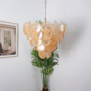 Orange Glass Disc Chandelier