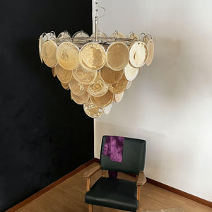 Orange Glass Disc Chandelier