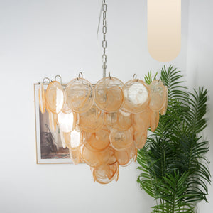 Orange Glass Disc Chandelier