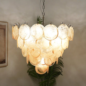 Orange Glass Disc Chandelier